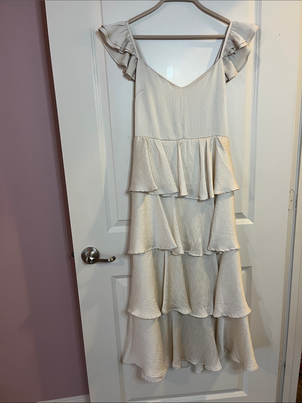 Altar'd State Cream Ruffle Tiered Maxi Dress